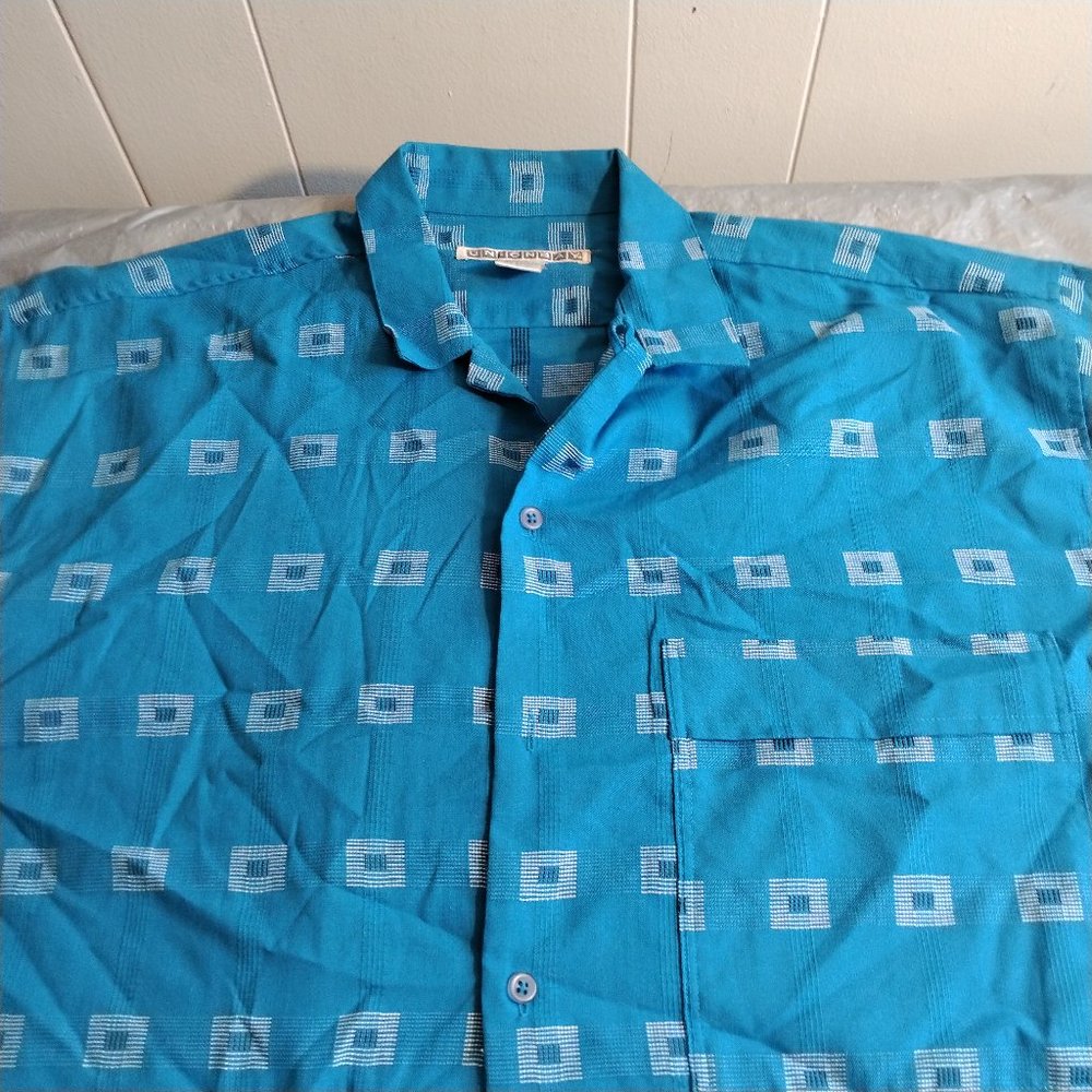 Unionbay Mens Blue Button Front Short Sleeve Shirt M